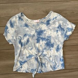 Tie-Dye Blue and White Women's Top pink lily